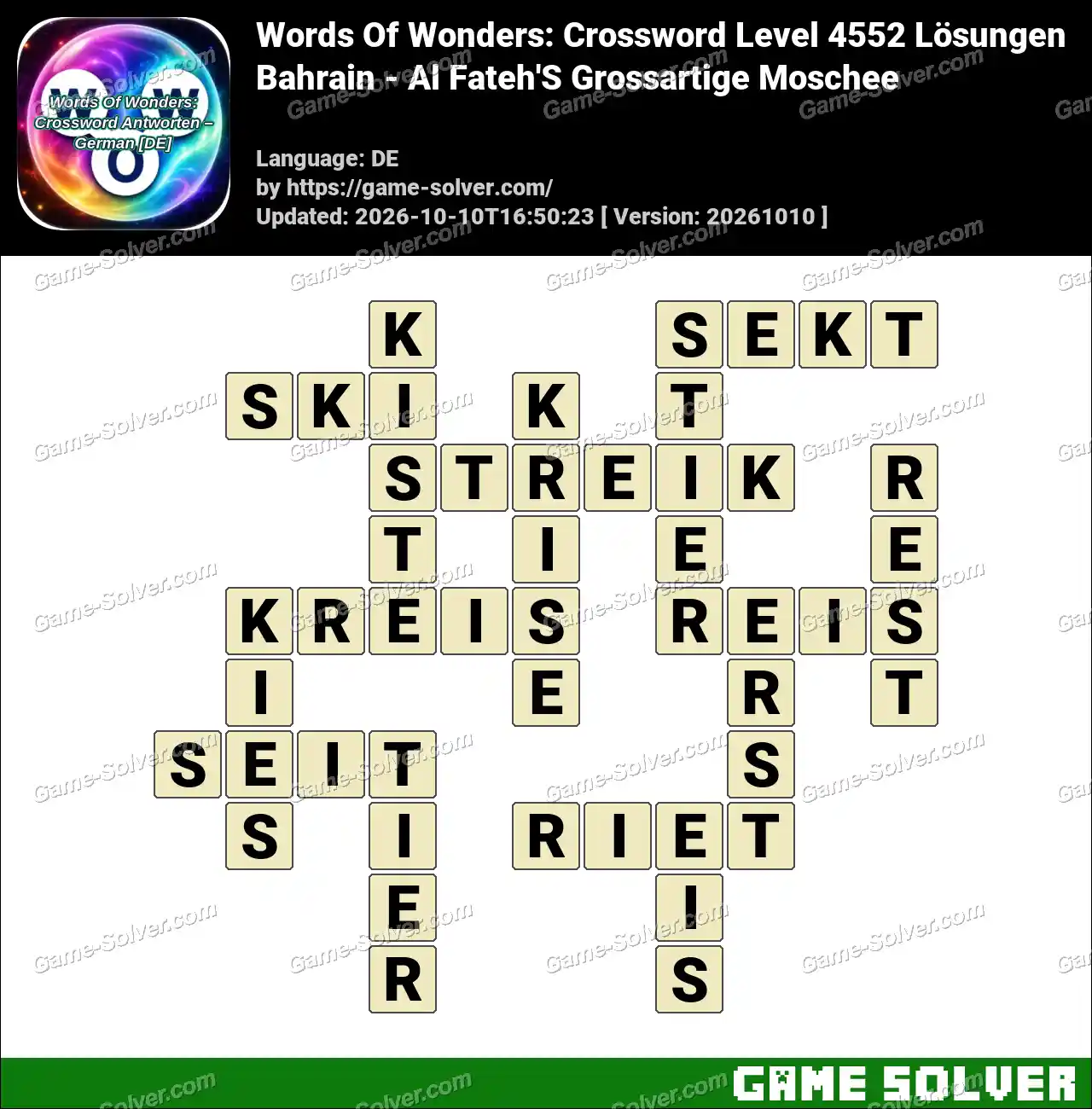 Words Of Wonders: Crossword Level 4552 Lösungen – Bahrain – Al Fateh’S Grossartige Moschee